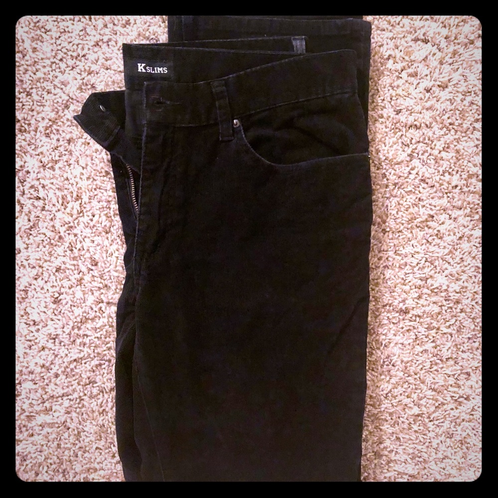 Men’s K Slim Black Courdory Pant 36